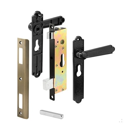 Prime-Line Security Door Non-Locking Mortise Handle Set, Steel and Diecast Construction, Black (1 Set) K 5057